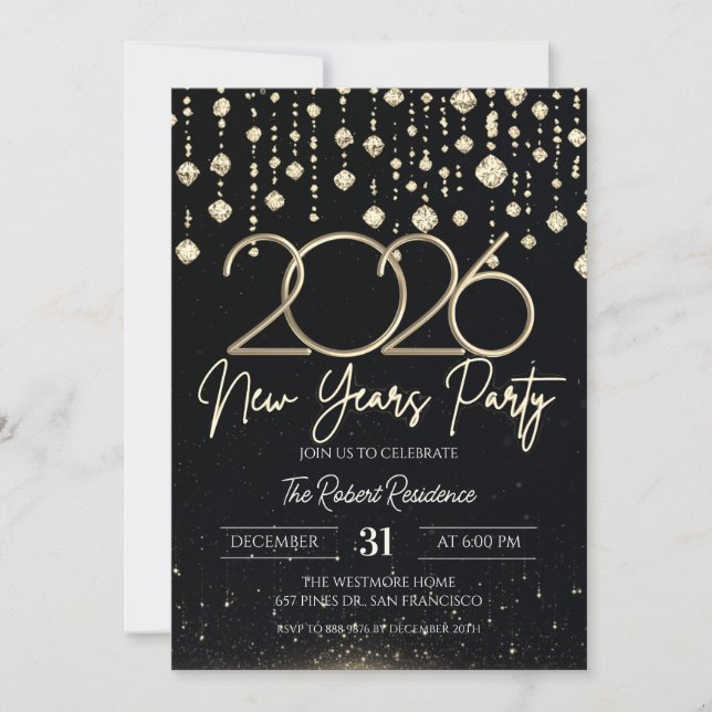 2026 New Years Party  Invitation (Front)