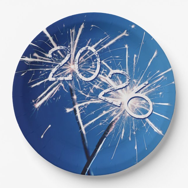 2026 New Years Sparklers Paper Plate (Front)