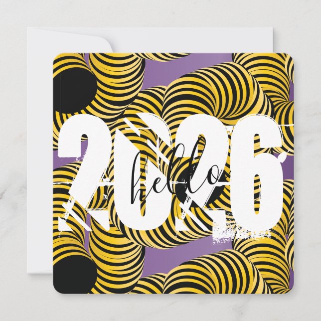 2026 New Years Trippy Bold Font Holiday Card (Front)
