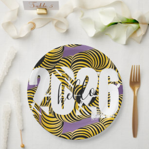 2026 New Years Trippy Bold Font Paper Plate