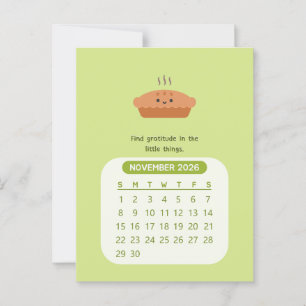 2026 November Monthly Kawaii Motivational Calendar Postcard