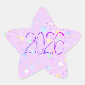 2026 number new year cute pink purple star sticker