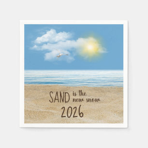 2026 Ocean Beach With Seagull  Napkin
