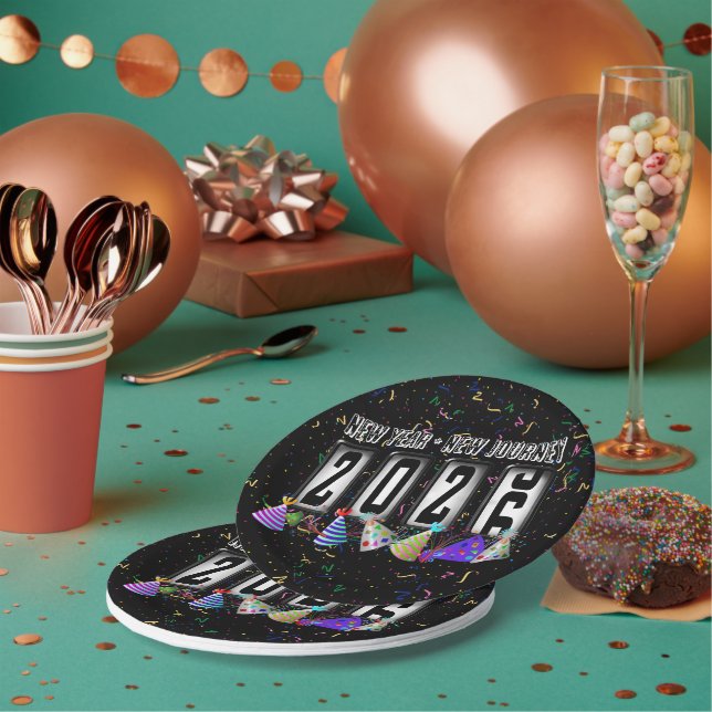 2026 Odometer New Years Party Paper Plate (Multi)