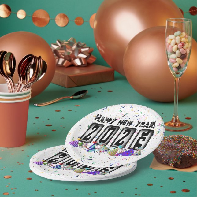 2026 Odometer New Years Party Paper Plate (Multi)