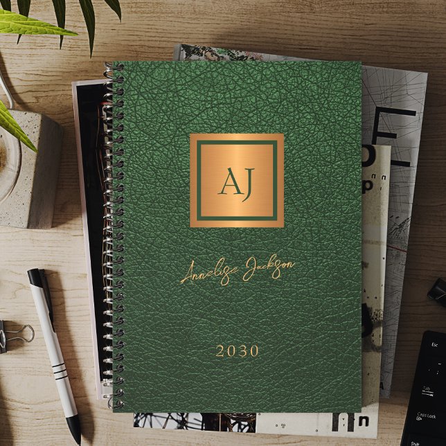 2026 Or vert monogramme écriture élégante (Créateur téléchargé)