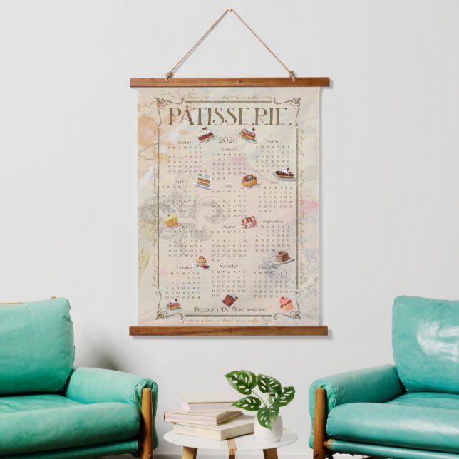 2026 Patisserie Art Calendar Hanging Tapestry (Living Room)