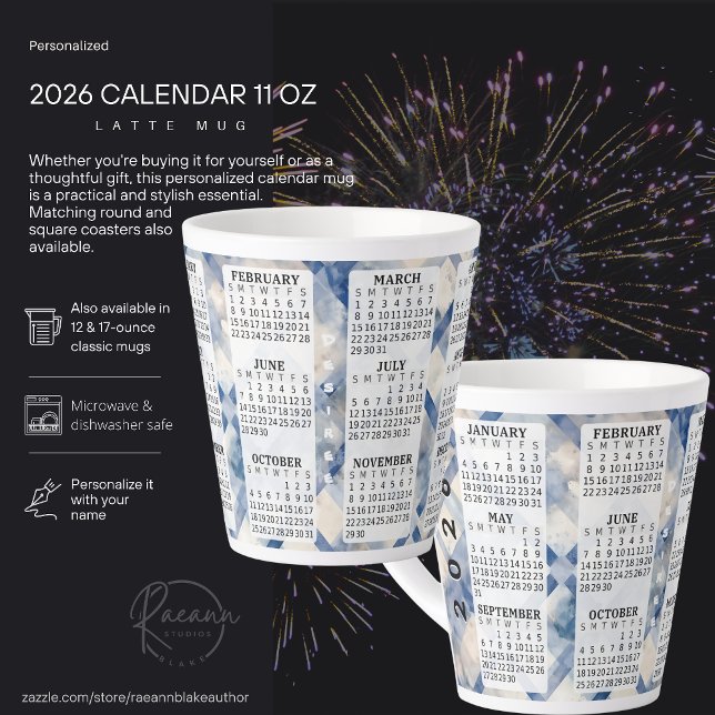 2026 Personalized 12 oz Calendar Latte Mug (Creator Uploaded)