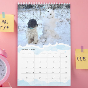  2026 Personalized Pet Dog Cat Photo Watercolor Calendar
