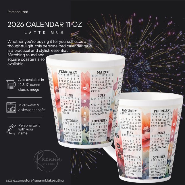 2026 Personnalisé 12 oz. Mug latte du calendrier (Créateur téléchargé)