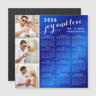 2026 Photo Calendar Fridge Magnet Blue and White
