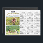 2026 Photo Calendar Magnet Family Name White Black<br><div class="desc">Create your own 2026 magnetic photo calendar with two personal pictures on a white background. It's a unique keepsake for family,  friends,  workmates,  colleagues for Christmas,  New Year,  Thanksgiving Day or any occasion. Upload your images via the template.</div>