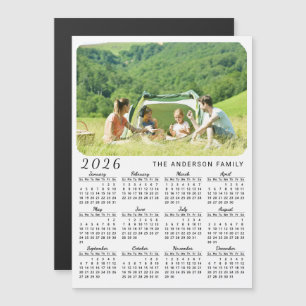 2026 Photo Calendar Magnet Your Name White Black