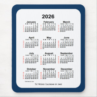 2026 Police Box Blue 52 Week Calendar by Janz Mouse Pad