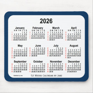 2026 Police Box Blue 52 Weeks Calendar by Janz Mouse Pad