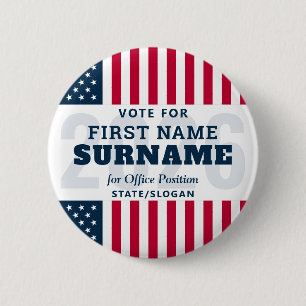 2026 Political Election Campaign Candidate Name 2 Inch Round Button