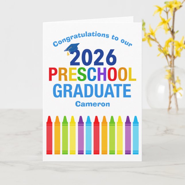 2026 Preschool Graduation Custom Congratulations Card (Yellow Flower)