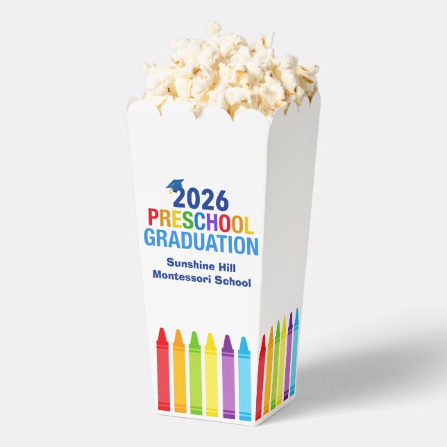 2026 Preschool Graduation Custom Party Popcorn Favor Box (Popped)