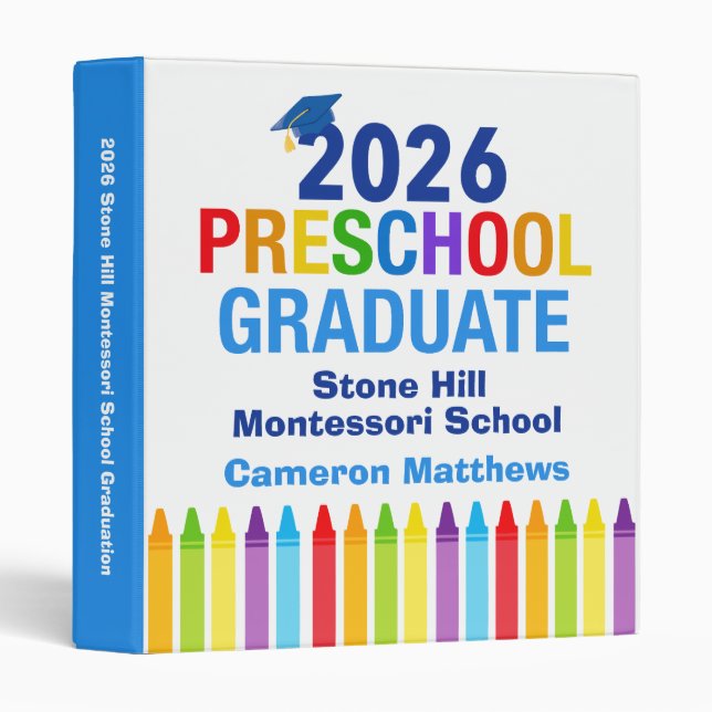 2026 Preschool Graduation Custom Photo Album Binder (Front/Spine)