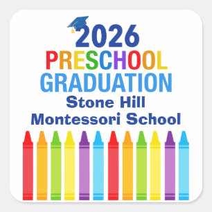 2026 Preschool Graduation Custom School Party Square Sticker