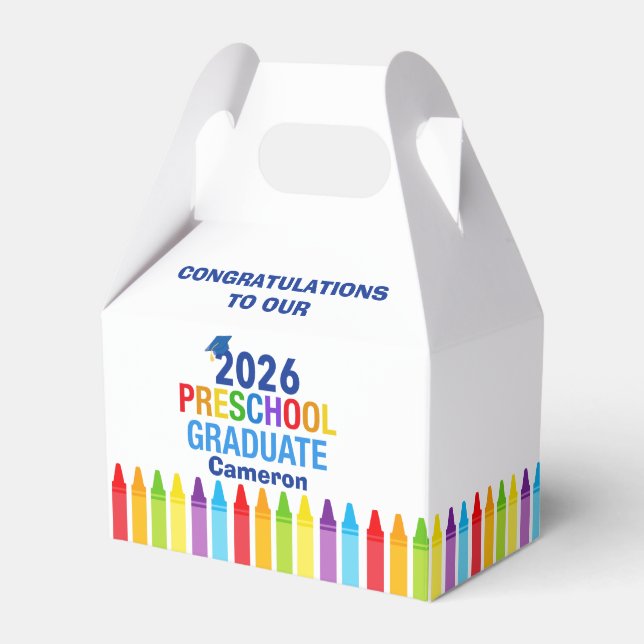2026 Preschool Graduation Party Custom Graduate Favor Box (Front Side)