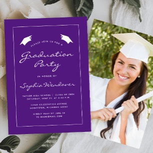 2026 Purple White Border Graduation Party Invitation
