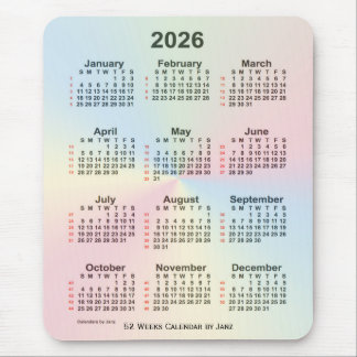 2026 Rainbow Cloud 52 Week Calendar by Janz Mouse Pad