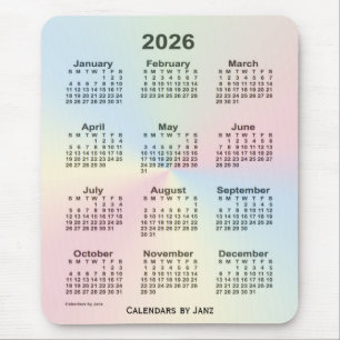 2026 Rainbow Cloud Calendar by Janz Mouse Pad