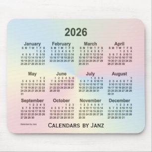2026 Rainbow Cloud Calendar by Janz Mouse Pad