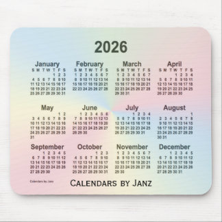 2026 Rainbow Cloud Calendar by Janz Mouse Pad