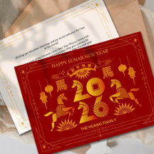 2026 Red Gold Horse Chinese Lunar New Year