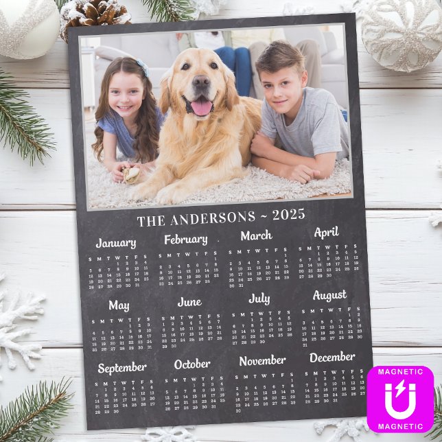2026 Rustic Chalkboard Personalized Photo Calendar (Creator Uploaded)