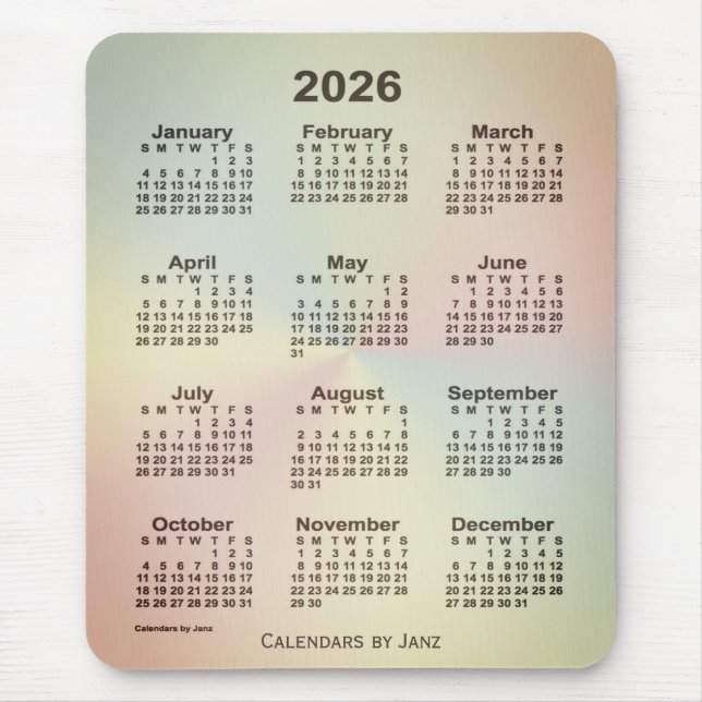 2026 San Telmo Rainbow Calendar by Janz Mouse Pad (Front)