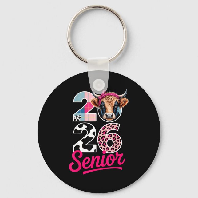 2026 Senior Cow Lovers Graduation Funny Cl Shirt F Keychain (Front)