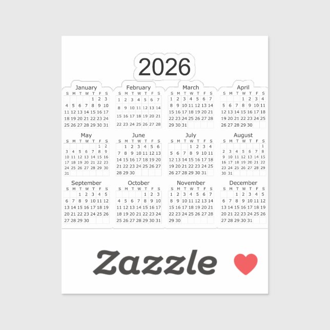 2026 Simple Minimalist Calendar (Sheet)