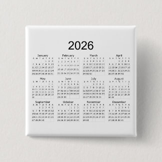 2026 Simple Minimalist Calendar 2 Inch Square Button