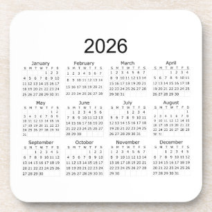 2026 Simple Minimalist Calendar Coaster