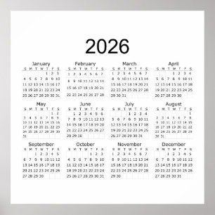 2026 Simple Minimalist Calendar Poster
