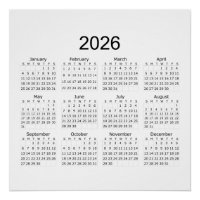 2026 Simple Minimalist Calendar