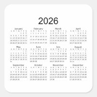 2026 Simple Minimalist Calendar