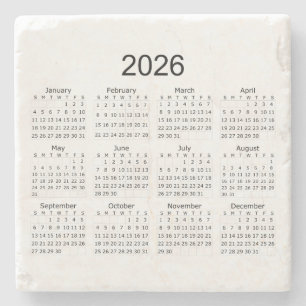 2026 Simple Minimalist Calendar Stone Coaster