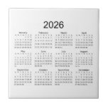 2026 Simple Minimalist Calendar Tile<br><div class="desc">2026 Simple Minimalist Calendar Template - Sunday Start - Clean Black and White Grid Layout Get organized with this clean and modern 2026 calendar template. Designed with a minimalist aesthetic, this black and white layout features a standard 12-month view starting on Sundays. The clear sans-serif typography makes it perfect for...</div>