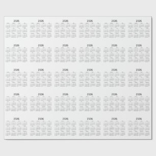 2026 Simple Minimalist Calendar Wrapping Paper