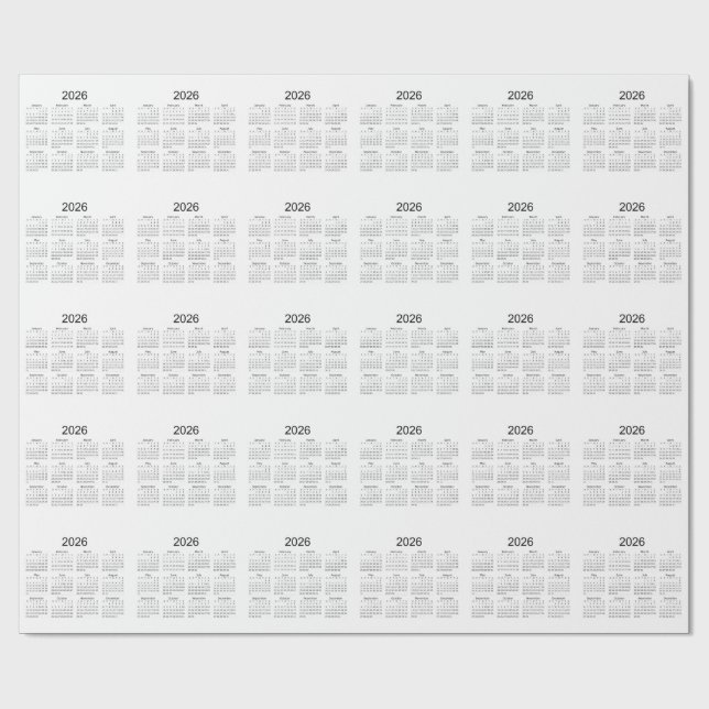 2026 Simple Minimalist Calendar Wrapping Paper (Flat)