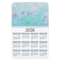 2026 Soft Blue Watercolor Floral Calendar