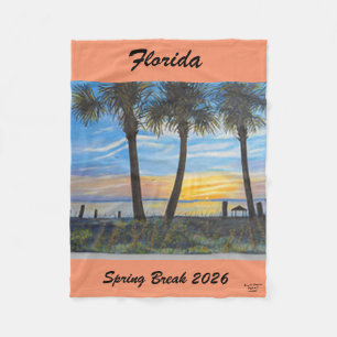2026 SPRING BREAK FLORIDA PALM TREE FLEECE BLANKET