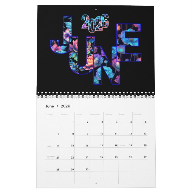 2026 Start the year BRIGHT with this Electric Glow Calendar (Jun 2026)