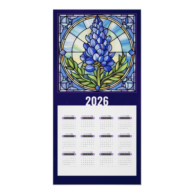 2026 Texas Bluebonnet Calendar Poster (Front)