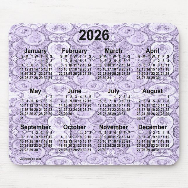 2026 Tiny Bubbles Purple Calendar by Janz Mouse Pad (Front)