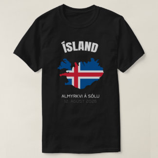 2026 Total Solaire Eclipse Ísland Drapeau T-shirt
